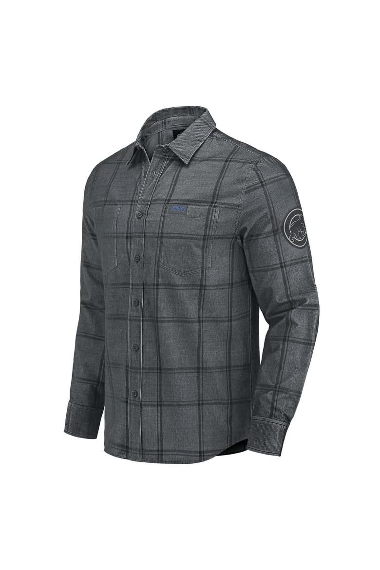 Men's Darius Rucker Collection by Fanatics Gray Chicago Cubs Thin Wale Corduroy Plaid Button Up Shirt, Alternate, color, Gray