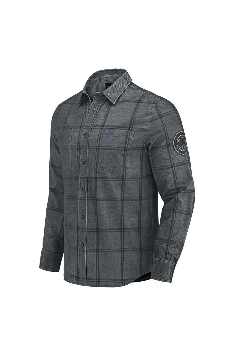 Darius Rucker Collection by Fanatics Men's Darius Rucker Collection by Fanatics Gray Chicago Cubs Thin Wale Corduroy Plaid Button Up Shirt, Alternate, color, Gray