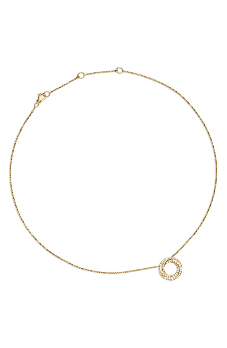 David Yurman Petite Pavé Crossover Pendant Necklace in 18K Gold with Diamonds, Alternate, color, 18K Yellow Gold