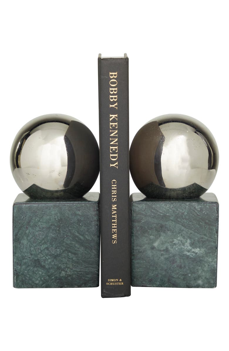 COSMO BY COSMOPOLITAN Silver Marble Orb Bookends, Alternate, color,