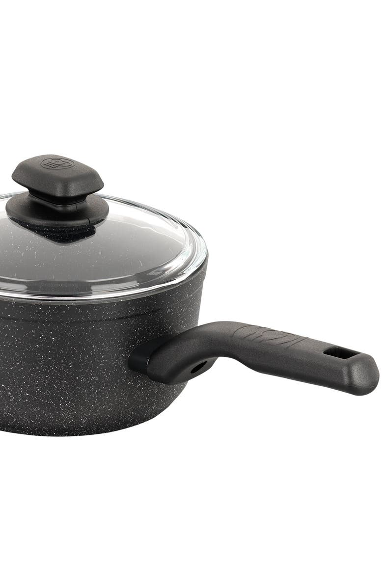 Korkmaz Ornella 2 Piece 2 Liter Quart Aluminum Nonstick Saucepan with Lid, Alternate, color, Black