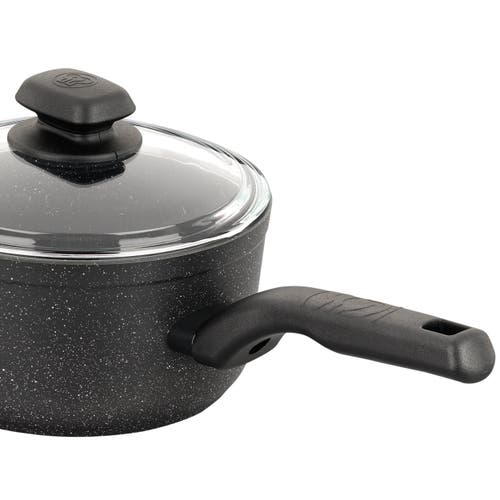 Korkmaz Ornella 2 Piece 2 Liter Quart Aluminum Nonstick Saucepan With Lid In Black