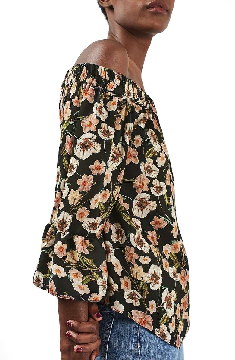 Topshop Floral Off the Shoulder Top, Alternate, color,