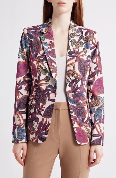 Tahari ASL Print One-Button Blazer (Regular & Petite)