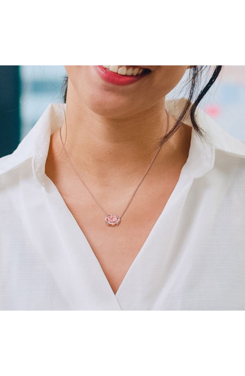 Julianna B. Morganite & Diamond Halo Necklace 10K, Alternate, color, Morganite