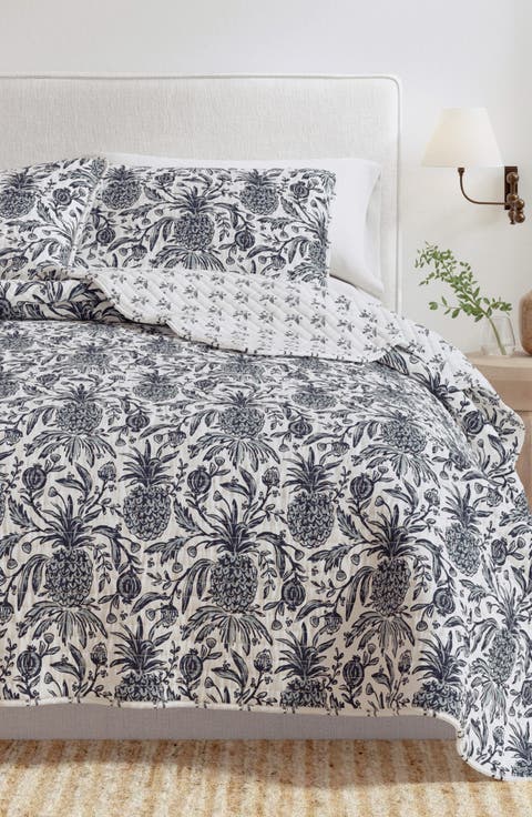 Coastal Print Cotton Quilt & Sham Set