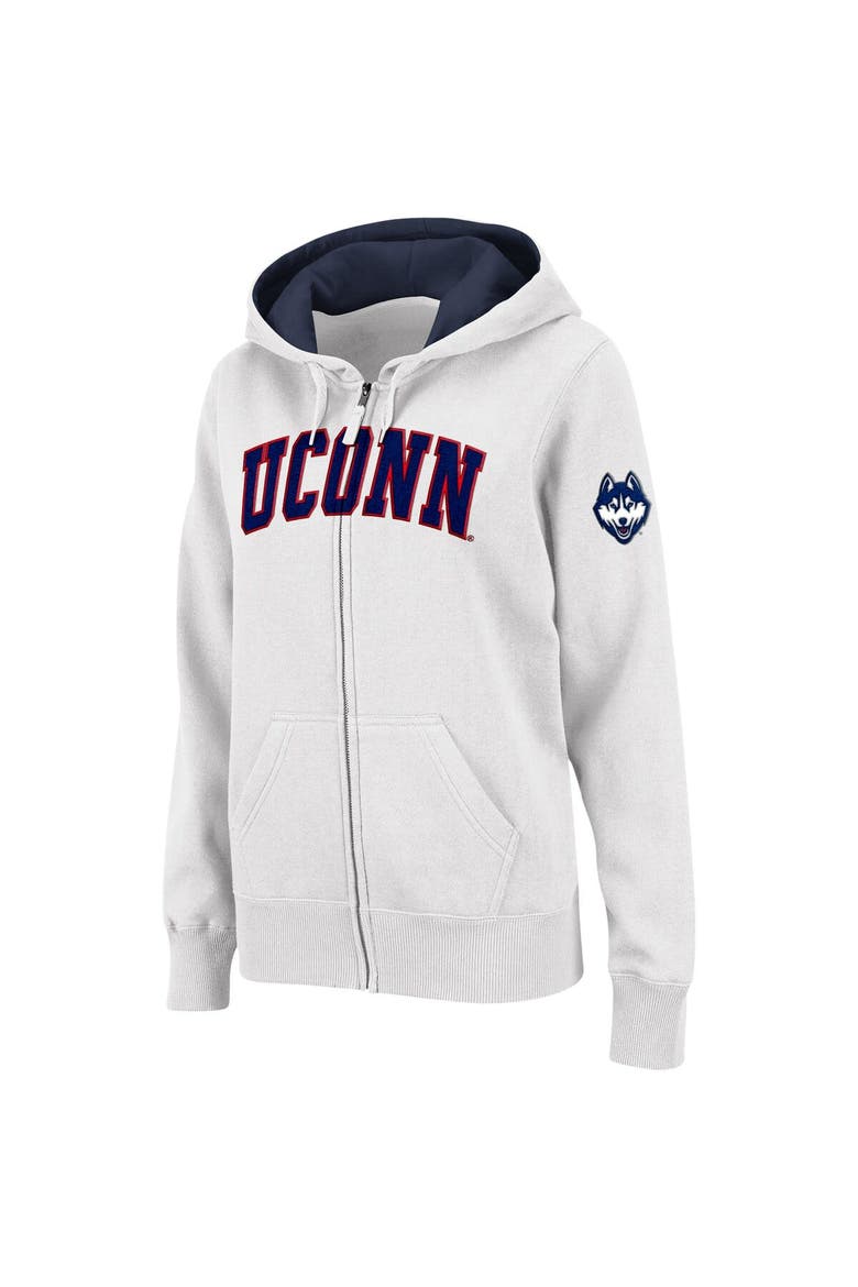 Women's Colosseum  White UConn Huskies Arched Name Full-Zip Hoodie, Alternate, color, White