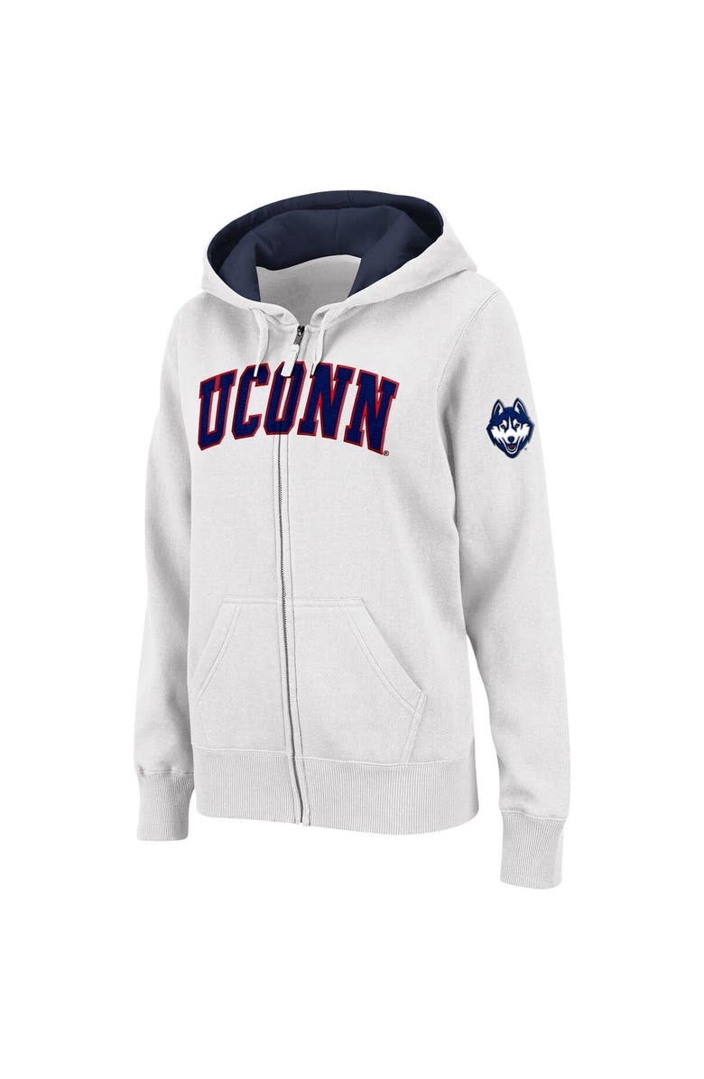 COLOSSEUM Women's Colosseum  White UConn Huskies Arched Name Full-Zip Hoodie, Alternate, color, White
