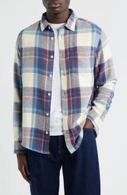 Wax London Shelly Plaid Cotton Flannel Button-Up Shirt