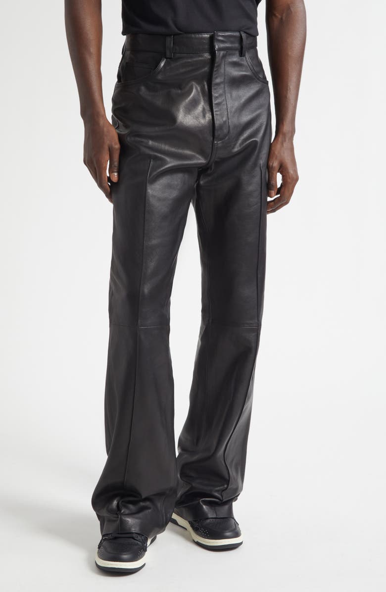 AMIRI Bootcut Leather Pants, Main, color, Black