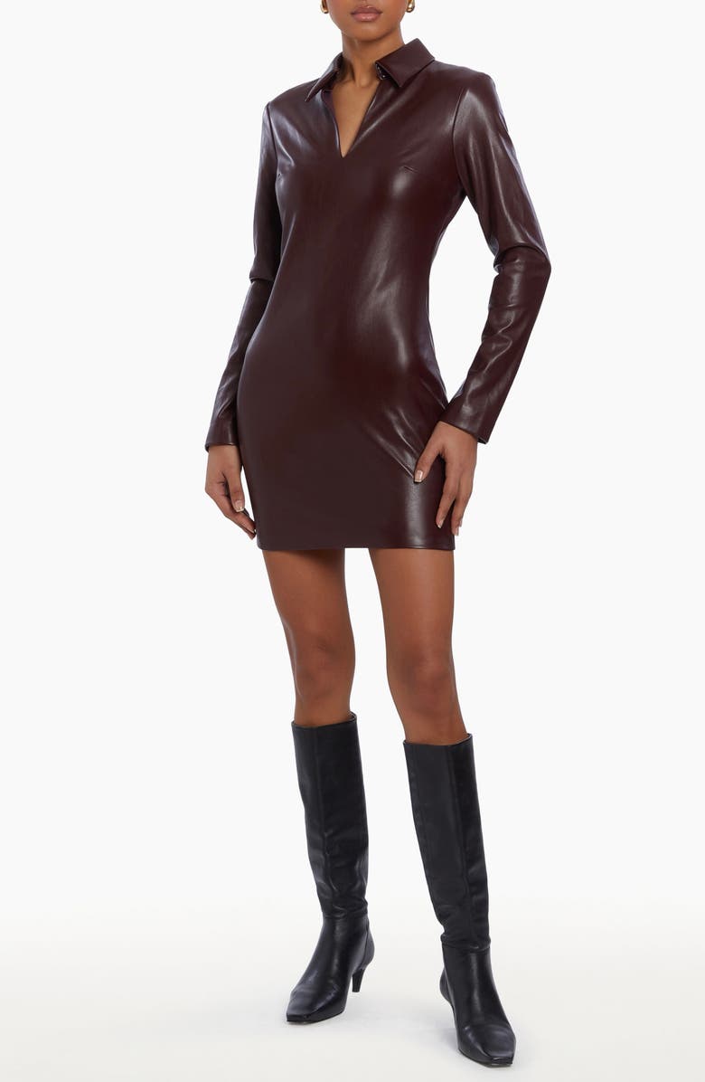 Amanda Uprichard Sloane Long Sleeve Faux Leather Minidress | Nordstromrack
