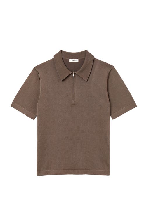 Sandro Knitted Polo With Zip Collar In Brown