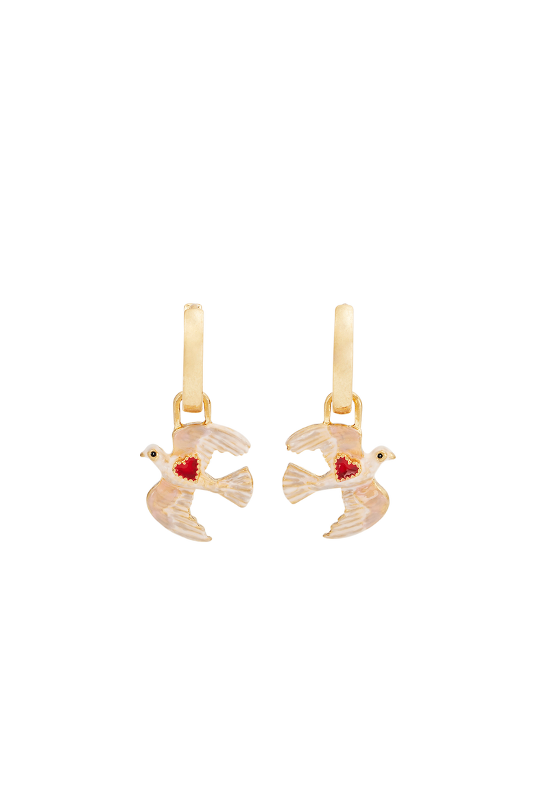 Love Dove Huggie Earrings, Main, color, Gold