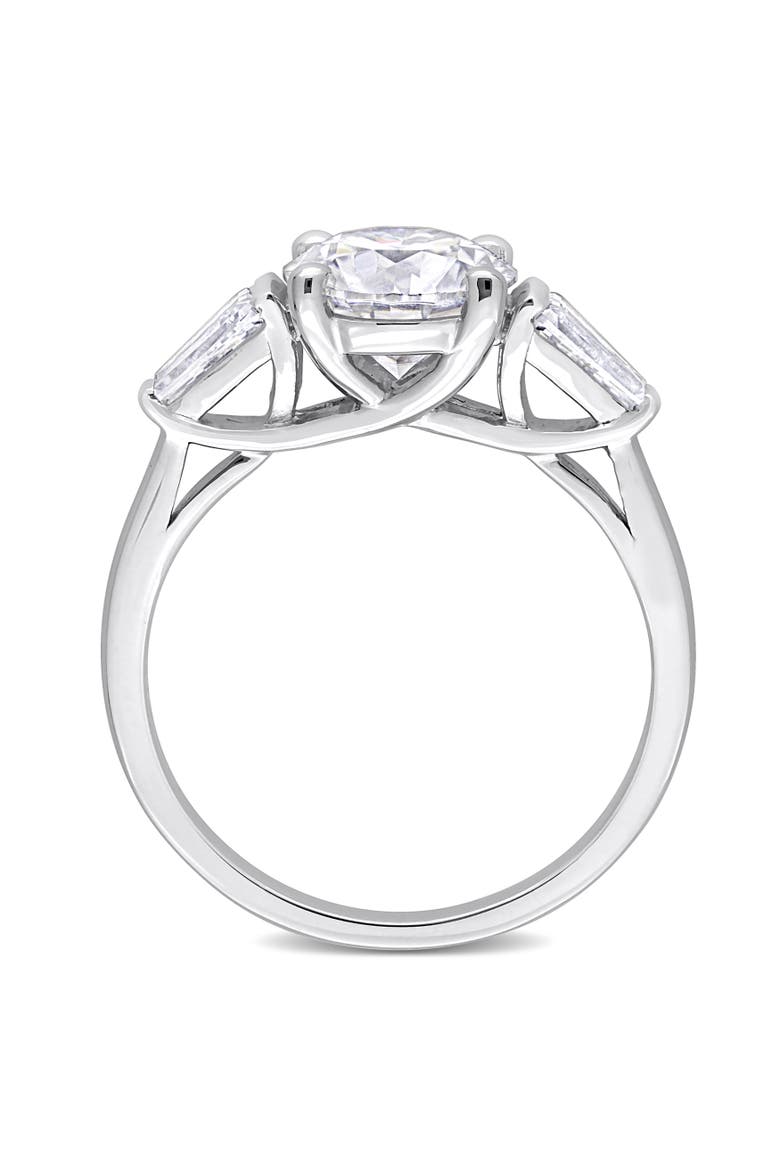 Moissanite Round Baguette 3-Stone Ring, Alternate, color, Sterling Silver