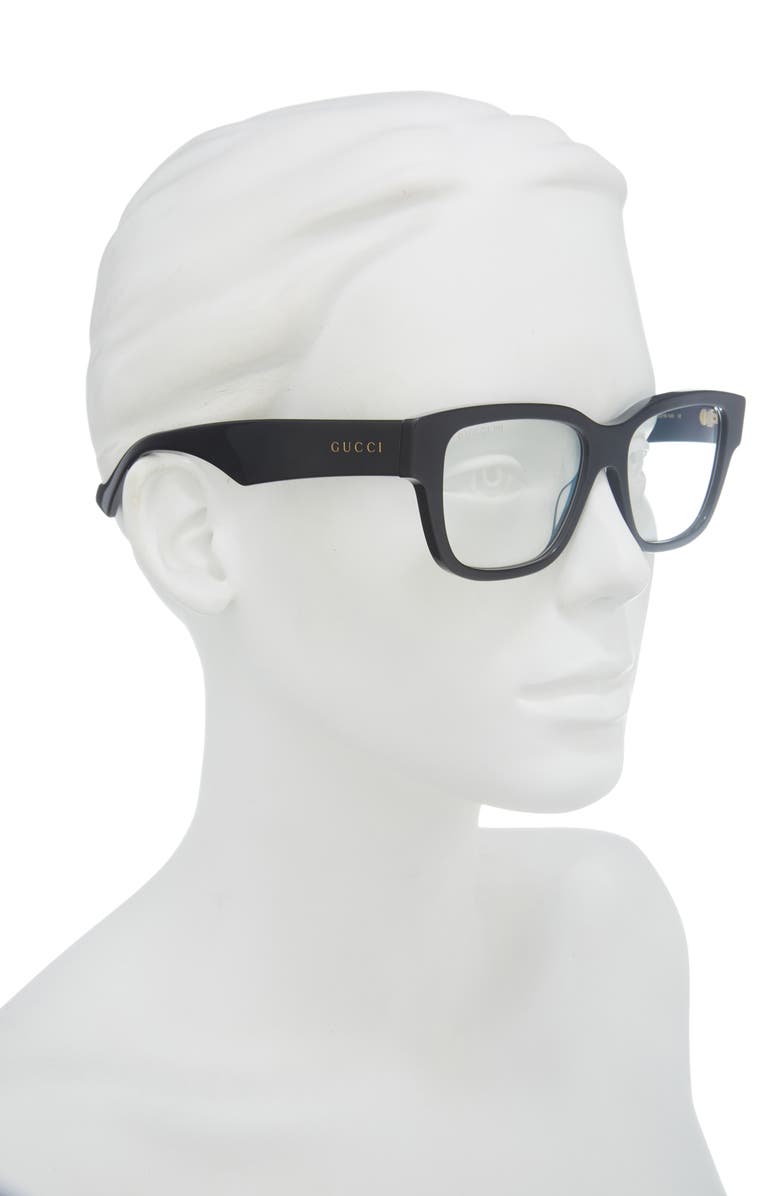 Gucci 55mm Rectangular Optical Frames, Alternate, color, Black Black Transparent