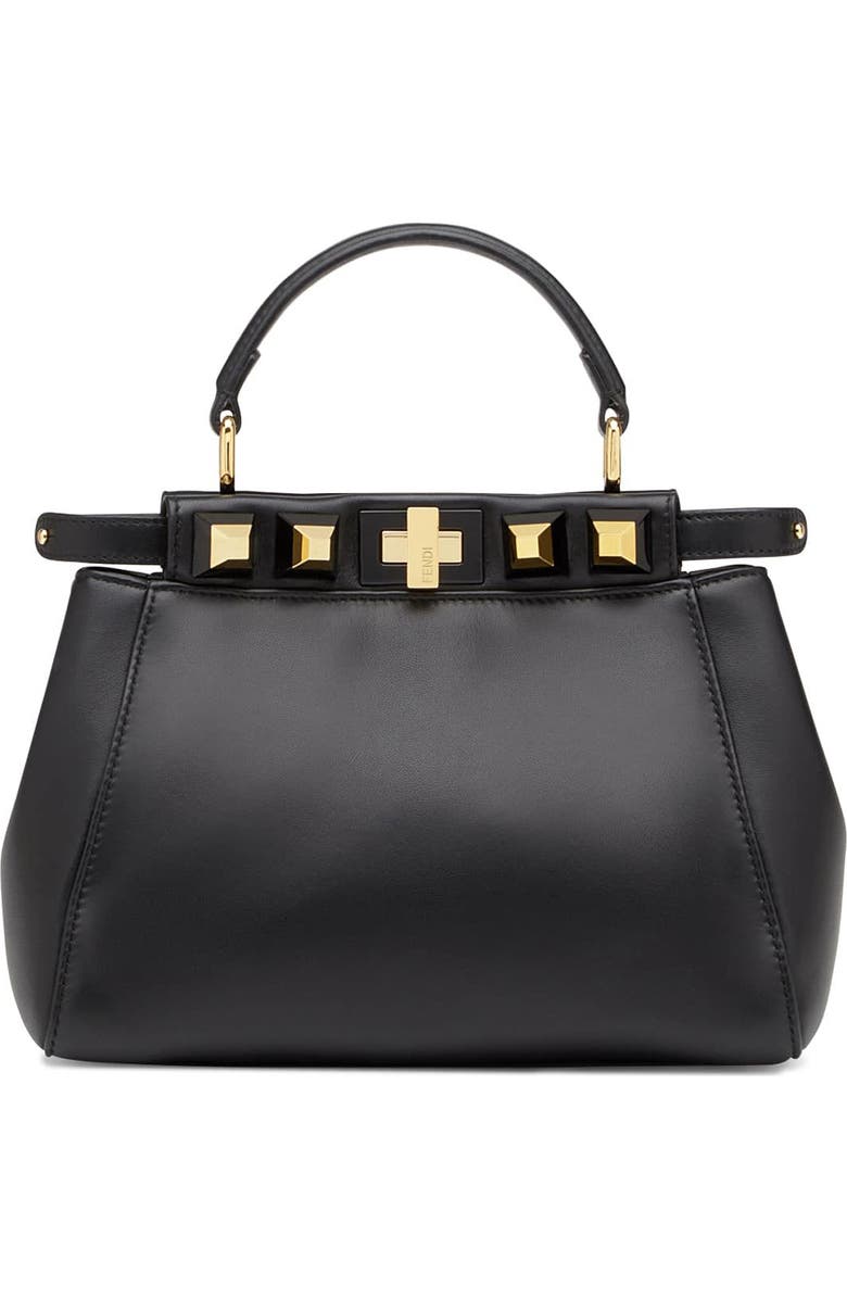 Fendi Mini Peekaboo Studded Leather Bag, Alternate, color,