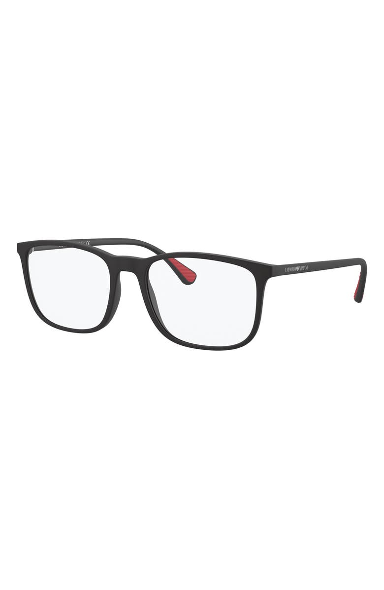 Emporio Armani 55mm Pillow Optical Glasses, Alternate, color, Matte Black / Demo Lens
