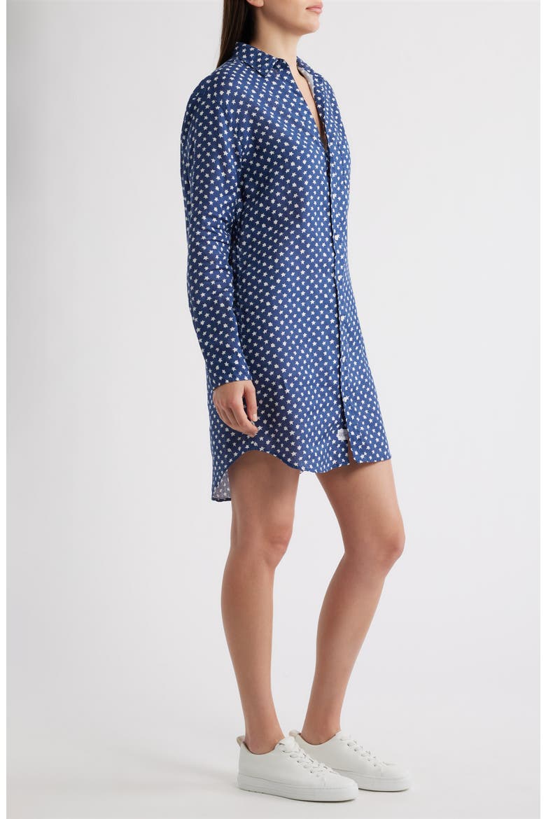 Classic Linen Shirtdress, Alternate, color, NAVY WHITE STARS