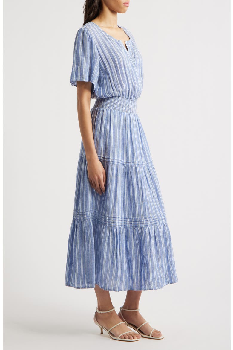 Cannes Stripe Linen Blend Dress, Alternate, color, LAKE VIEW STRIPE