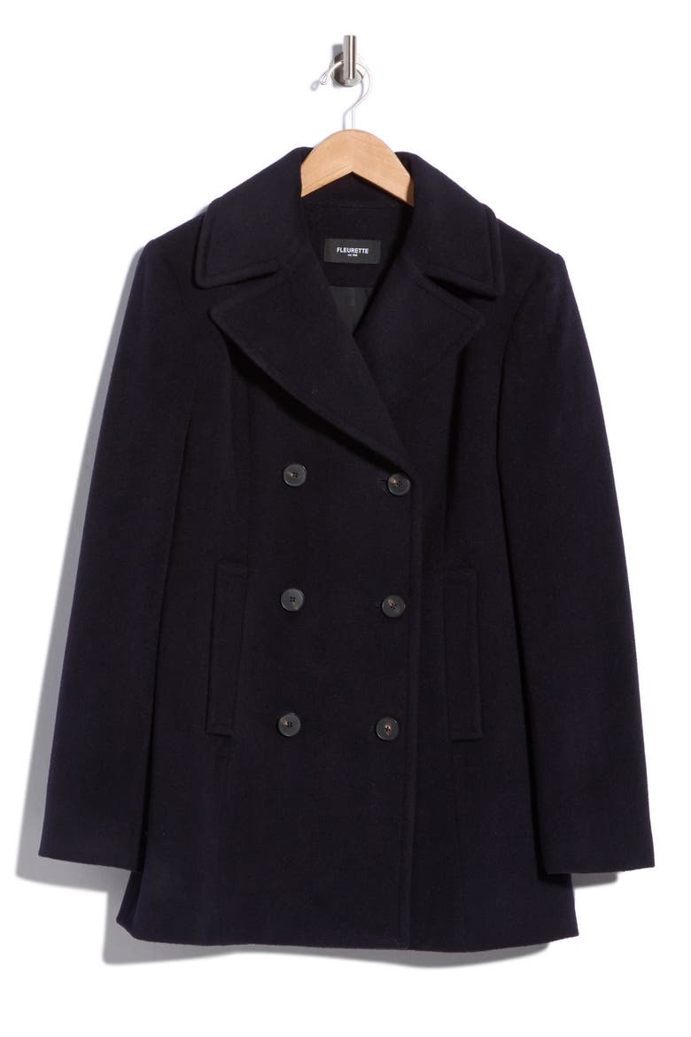 Wool Blend Peacoat, Alternate, color, NAVY