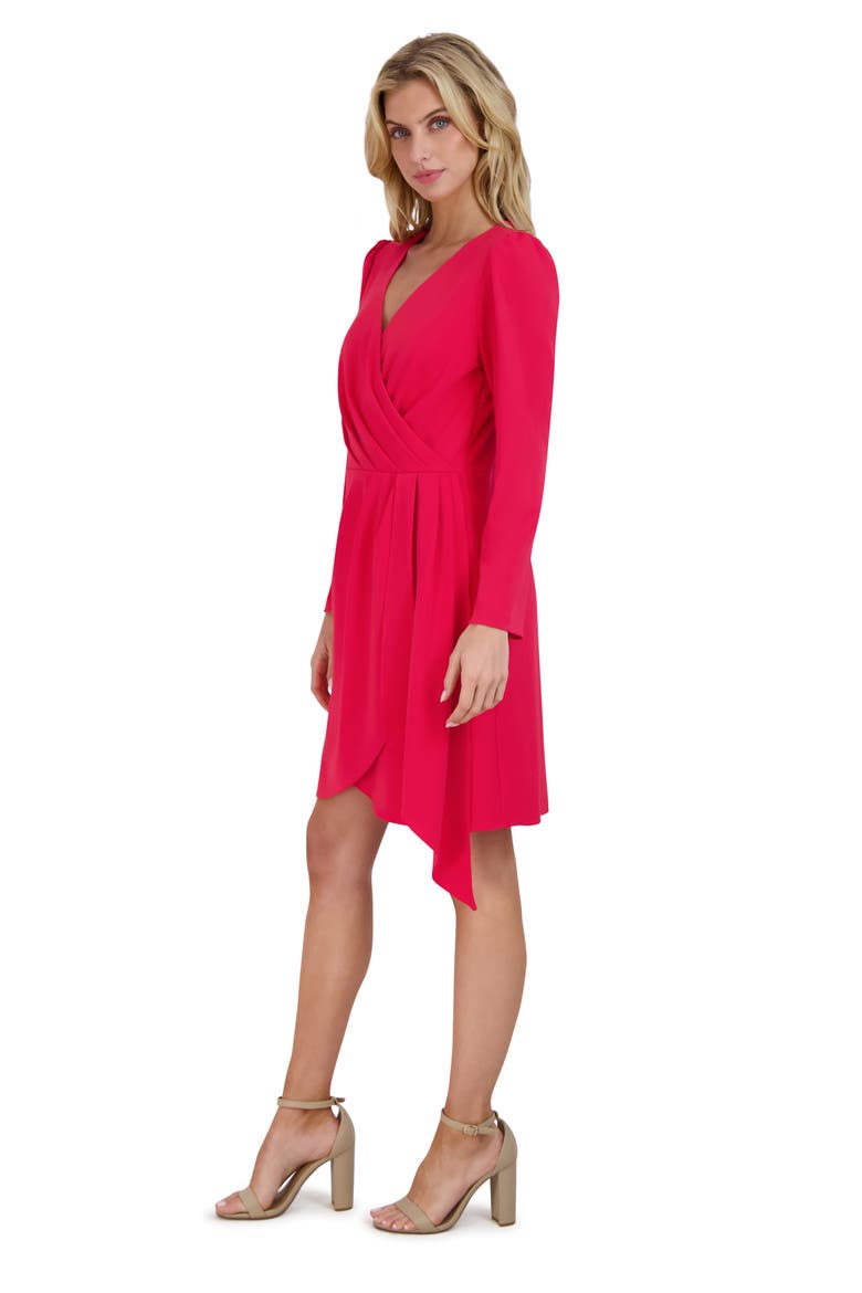 Pleated Long Sleeve Dress, Alternate, color, CHERRY