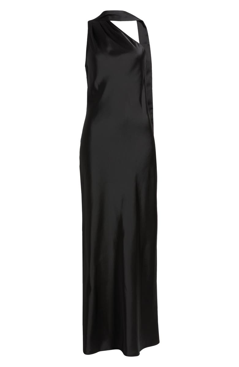 WAYF The Avery One-Shoulder Satin Gown, Alternate, color, Black
