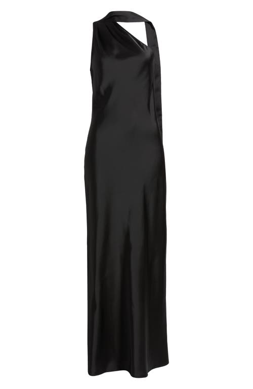 Shop Wayf The Avery One-shoulder Satin Gown In Black