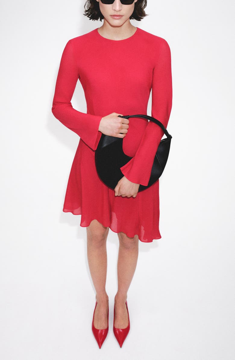 MANGO Long Sleeve Asymmetric Hem Dress, Alternate, color, 