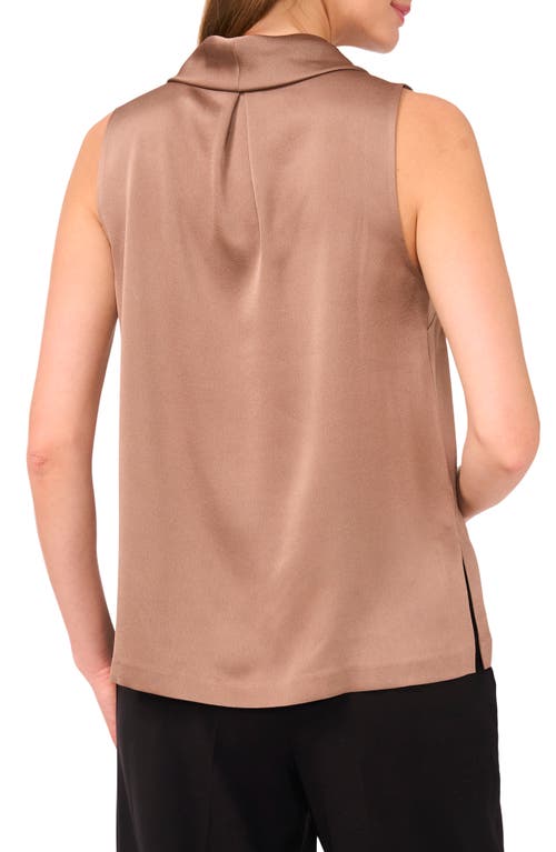 Vince Camuto Hammered Satin Sleeveless Cowl Neck Top In Brown