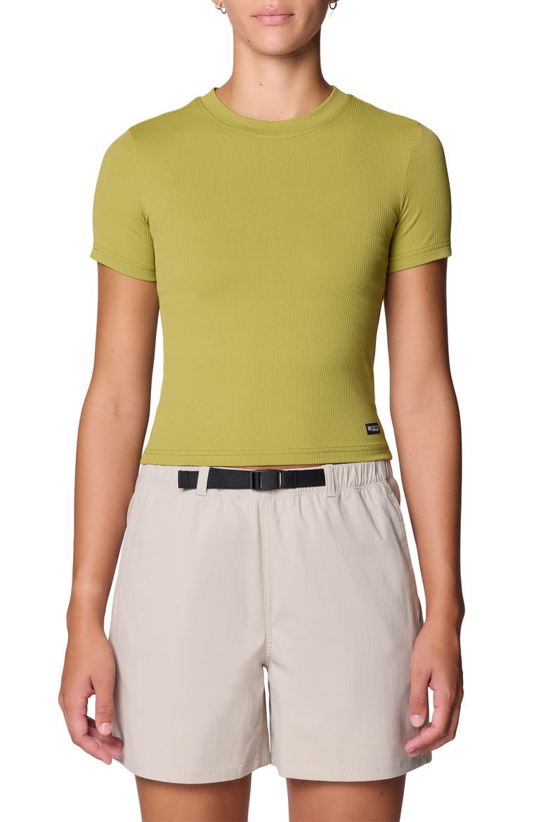 Peak Knit Short Sleeve Tee, Main, color, BRIGHT FATIGUE