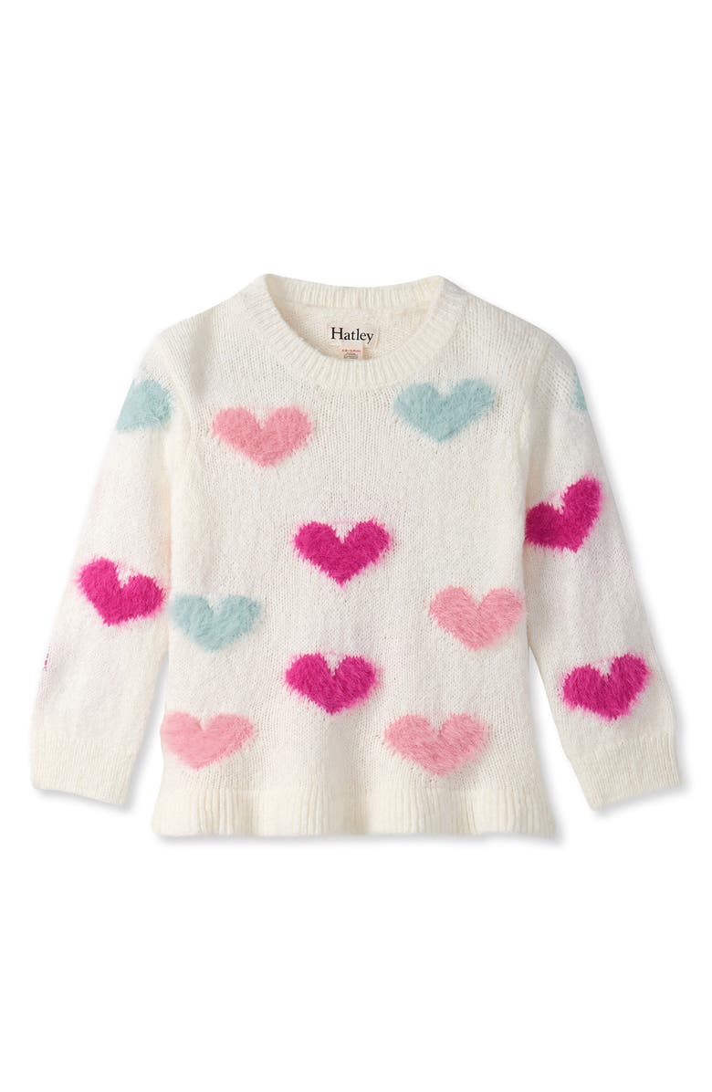 Hatley Hearts Sweater, Main, color, Natural