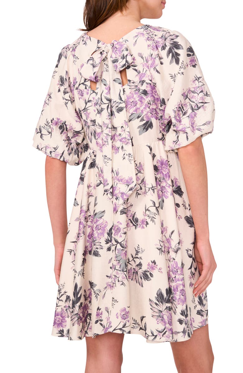 CeCe Floral Babydoll Minidress, Alternate, color, Chinois/ Green