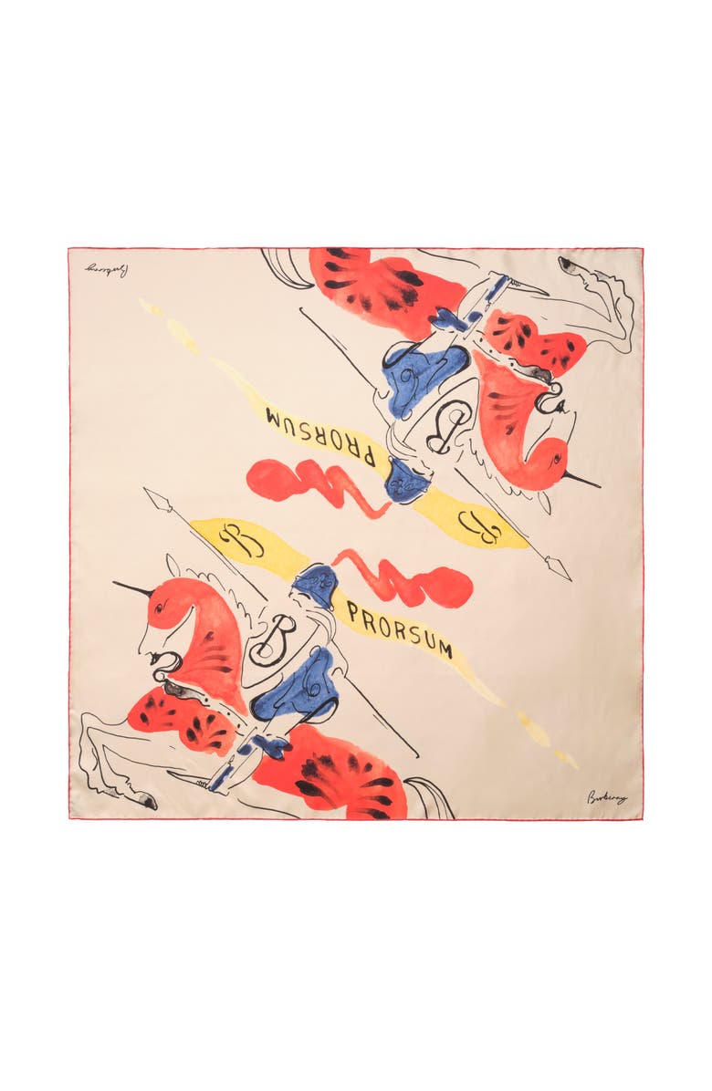 Burberry Watercolour EKD Silk Scarf, Main, color, Linen Beige