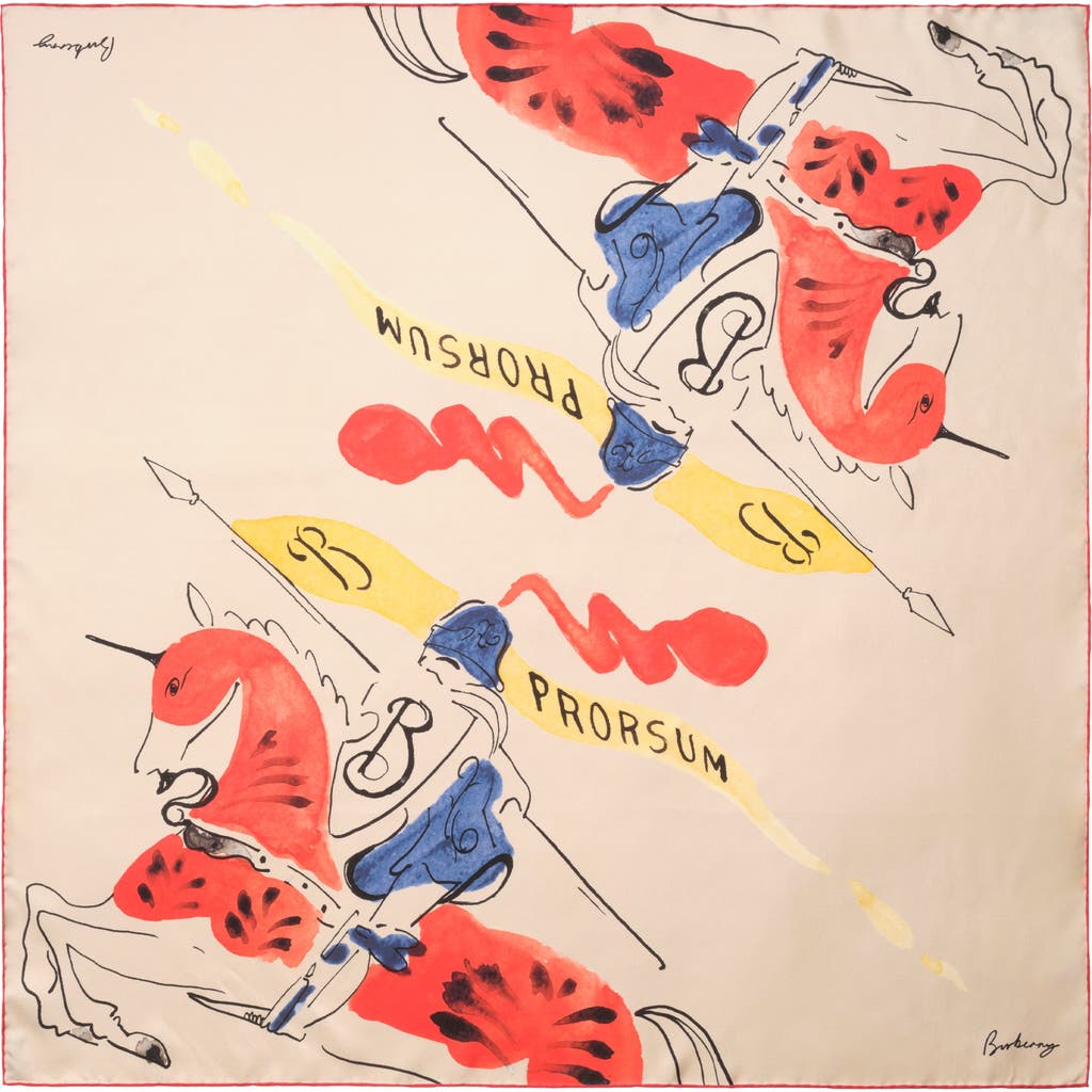 Burberry Watercolour Ekd Silk Scarf In Brown