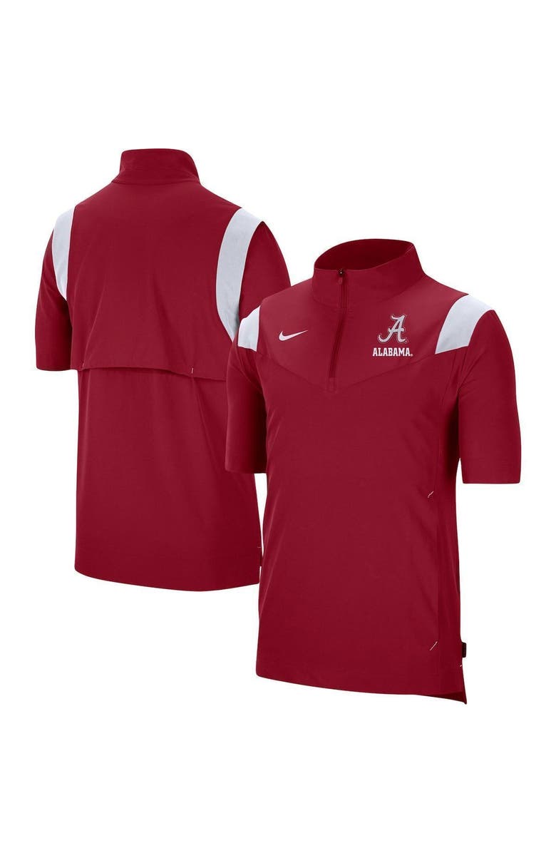 Nike Men's Nike Crimson Alabama Crimson Tide Coach Short Sleeve Quarter-Zip Jacket, Main, color, Crimson