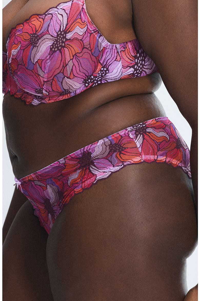 Mosaic Floral Lace Cheeky Briefs, Alternate, color, PURPLE OPAL