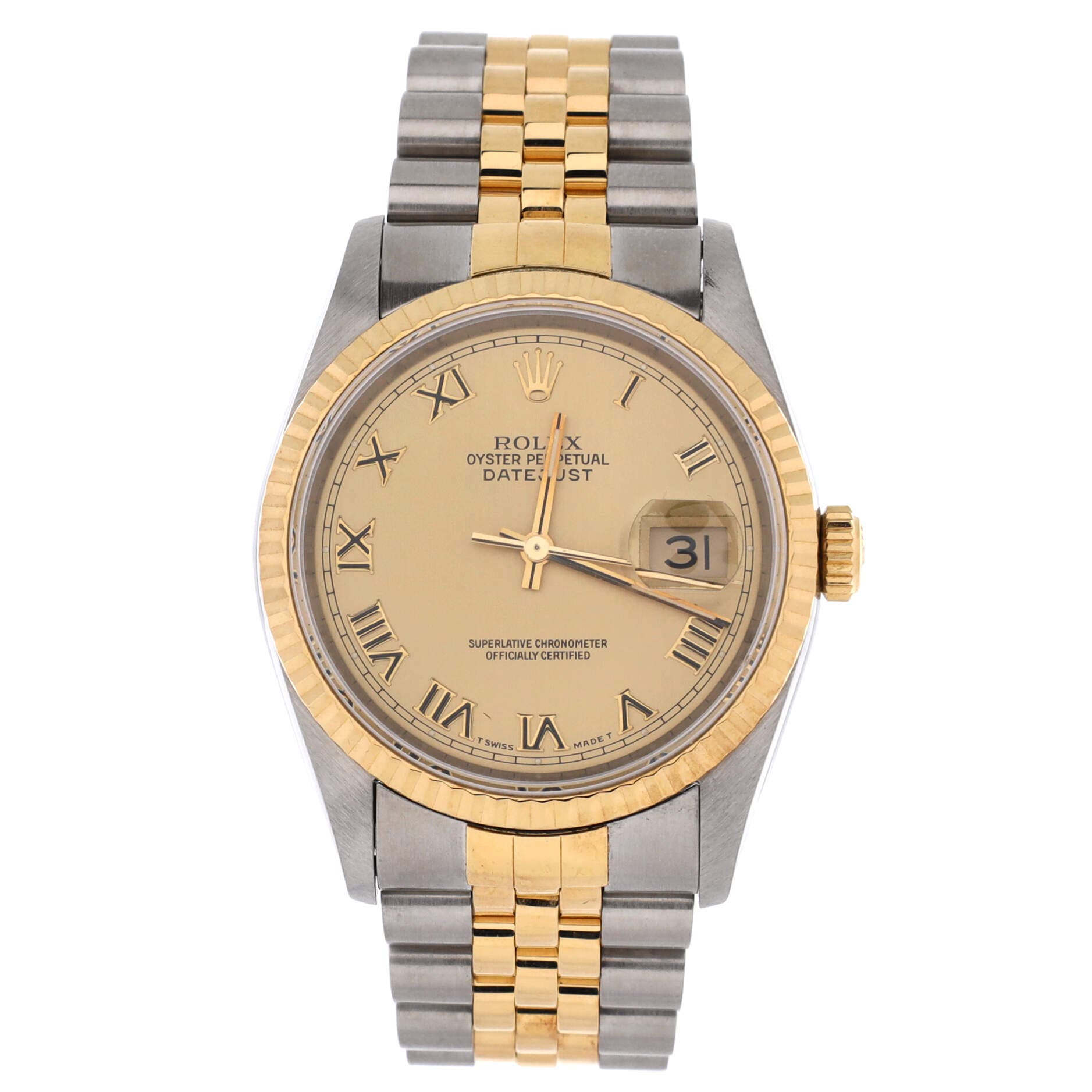 Oyster Perpetual Datejust Automatic Watch Stainless Steel and Yellow Gold 36, Main, color, Metallic Gold