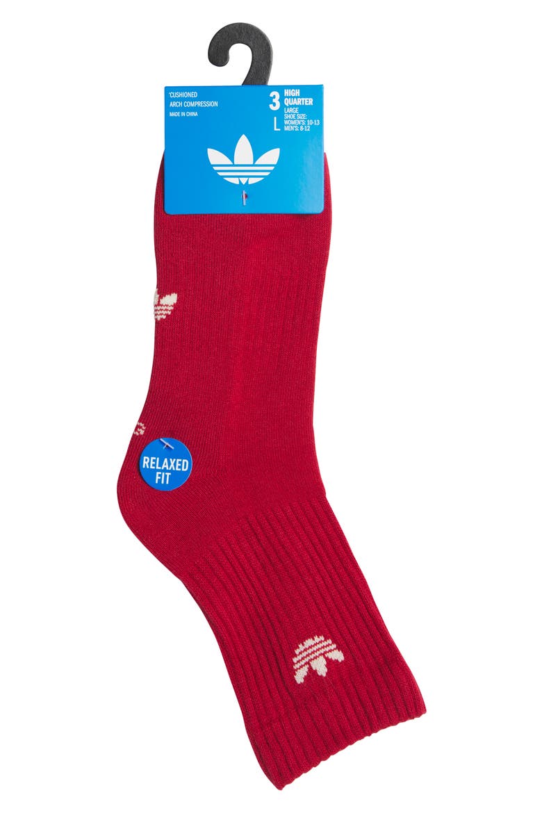Trefoil 3.0 3-Pack Assorted High Quarter Socks, Alternate, color, TEAM RED/ YELLOW/ INDIGO
