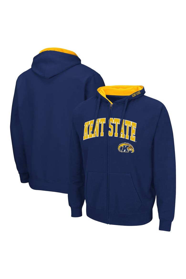 Men's Colosseum Navy Kent State Golden Flashes Arch & Logo 3.0 Full-Zip Hoodie, Main, color, Navy