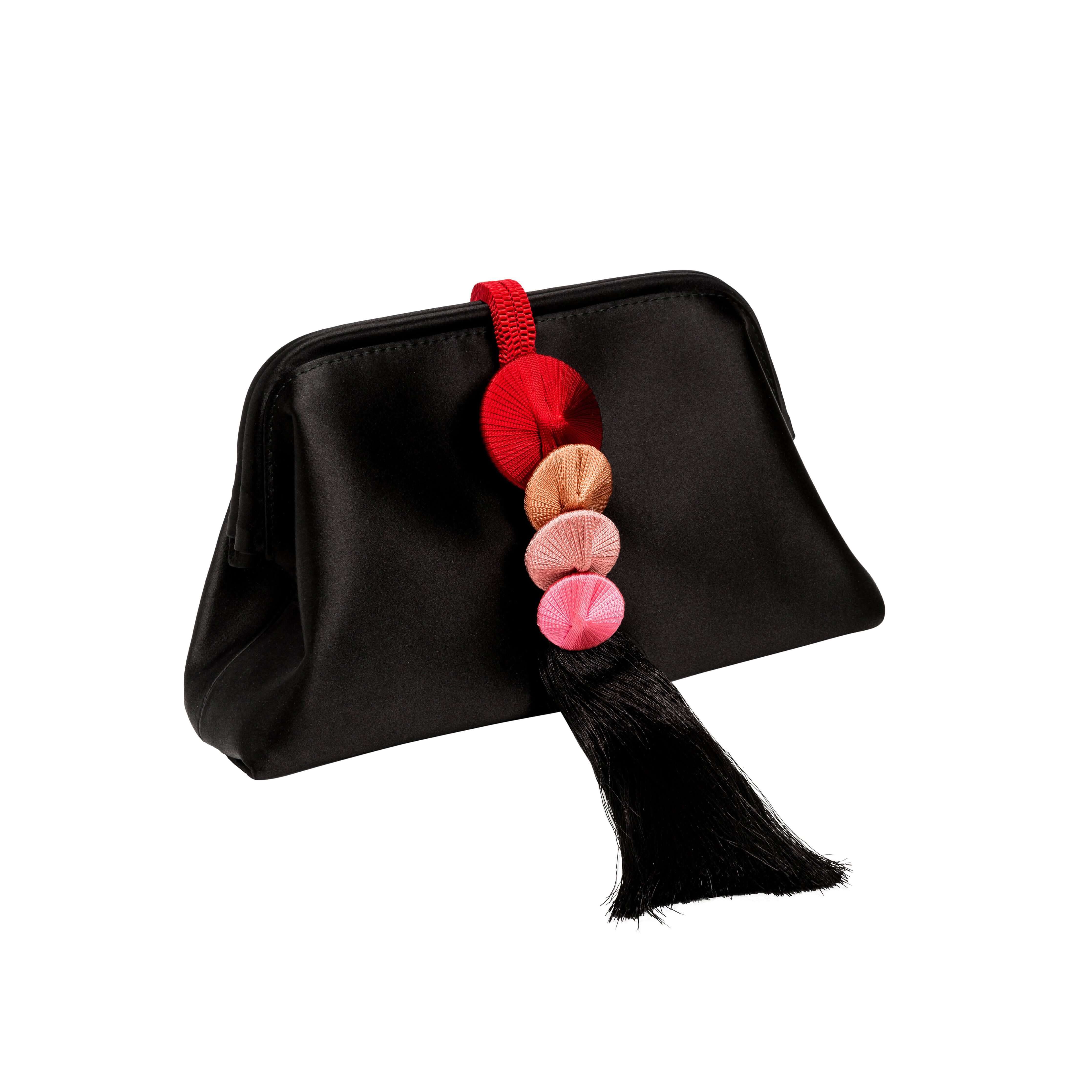 Alessa Black & Multicolor Tassel Pouch Bag, Main, color, Black