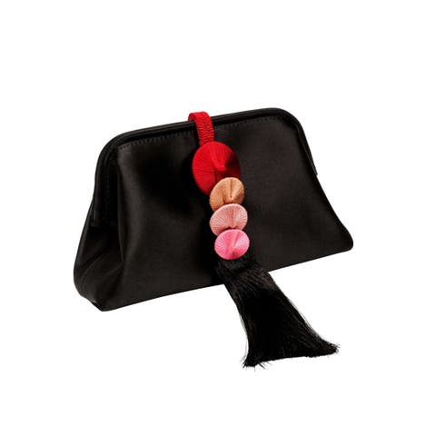 Alessa Black & Multicolor Tassel Pouch Bag