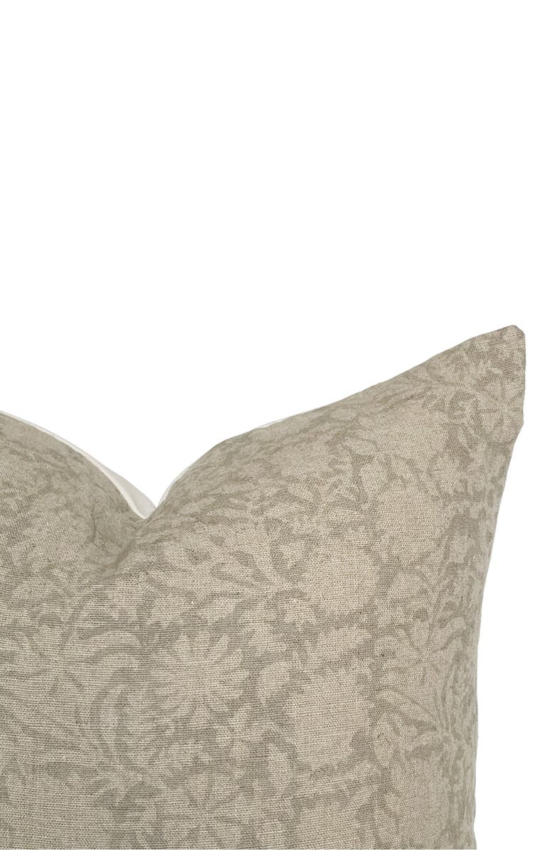 Linen & James Serena Soft Greige Floral Handblock Pillow Cover, Alternate, color, Greige