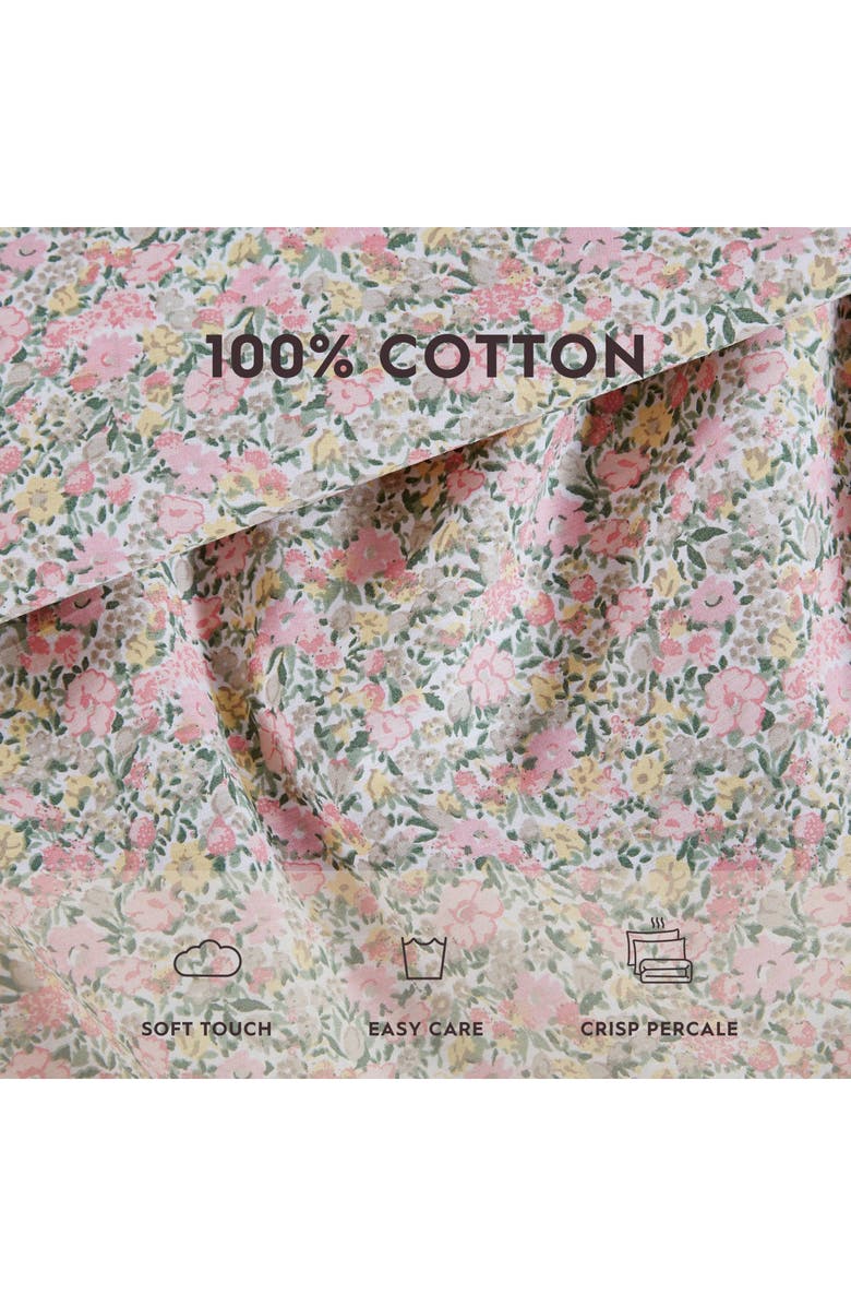 Laura Ashley Loveston Cotton Sheet Set, Alternate, color, Pink/ Green