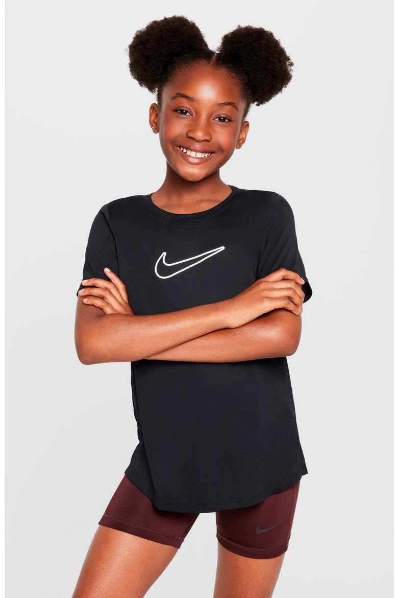 Kids' Swoosh Graphic T-Shirt, Main, color, BLACK/ WHITE