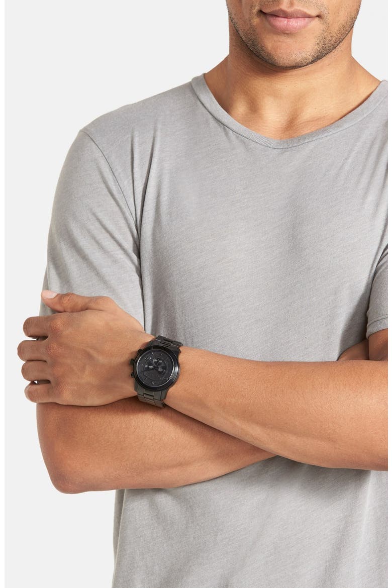 'Large Runway' Blacked Out Chronograph Watch, 45mm, Alternate, color, BLACK