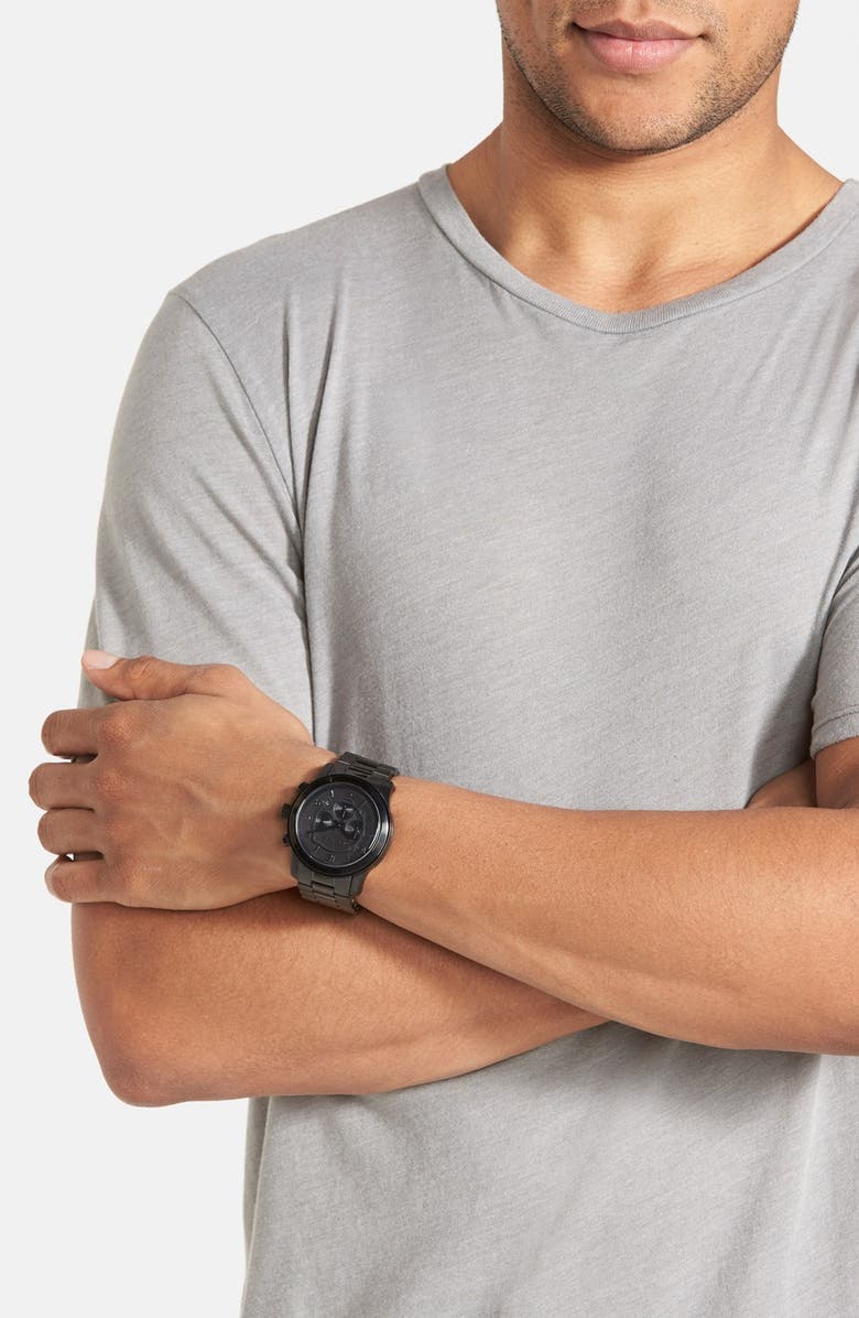 Michael Kors 'Large Runway' Blacked Out Chronograph Watch, 45mm, Alternate, color,