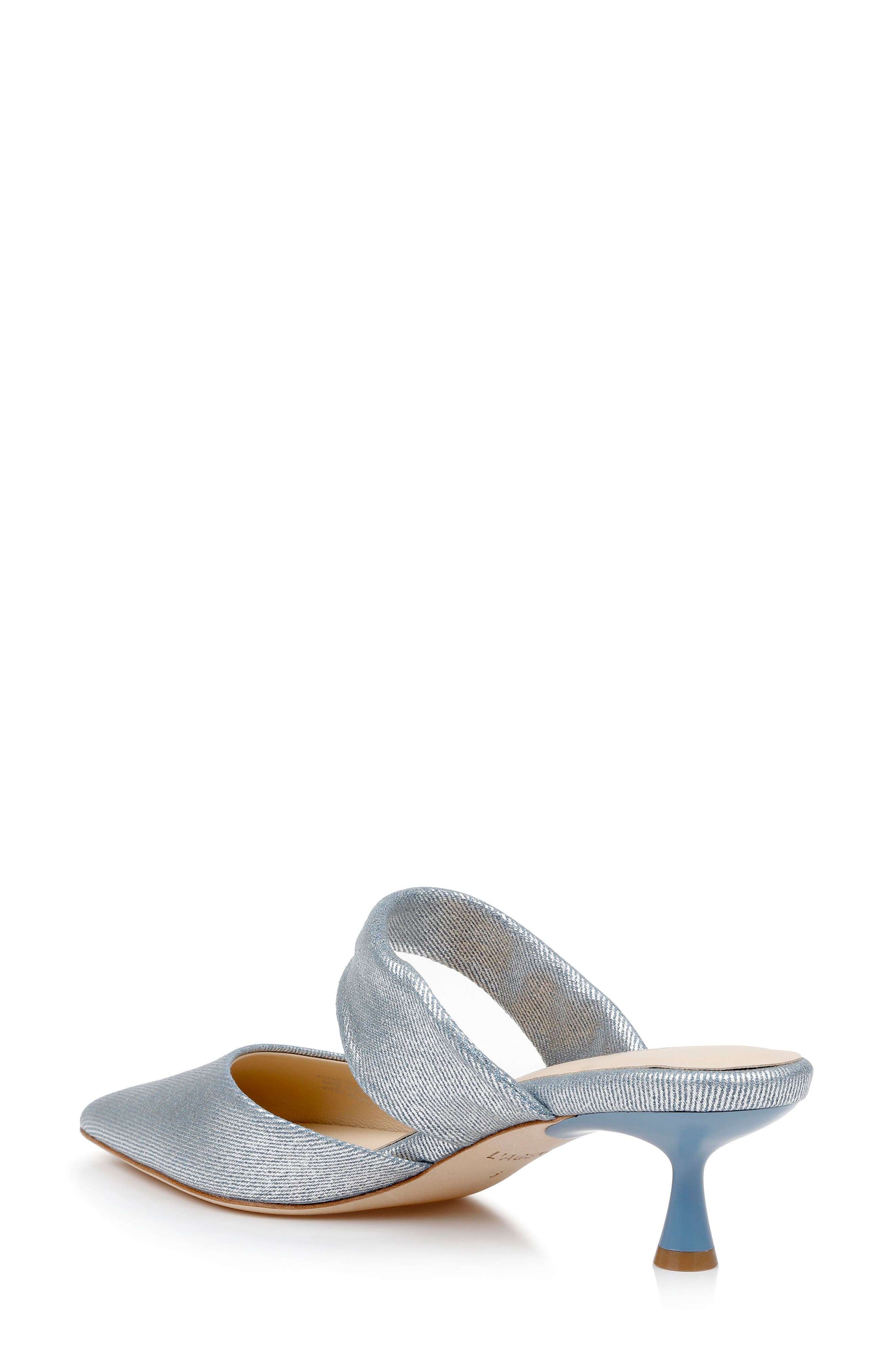 Chloe Metallic Denim Mule, Alternate, color, BLUE/ SILVER