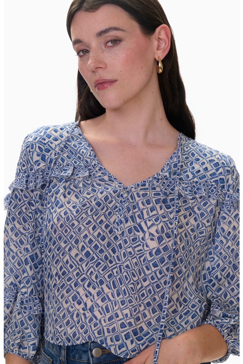 Charlotte Print Mix Blouse, Alternate, color, Indigo Blue Multi