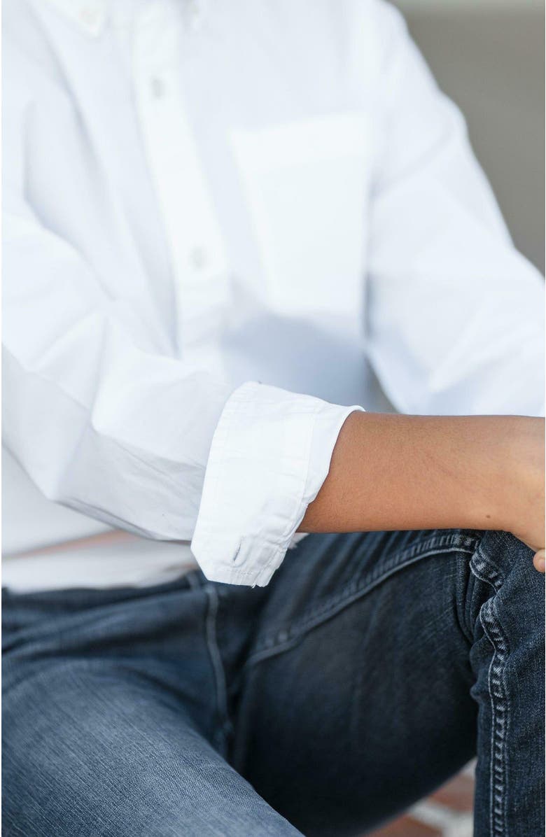 Hope & Henry Baby Boys' Organic Stretch Poplin Shirt, Infant, Alternate, color, Bright White