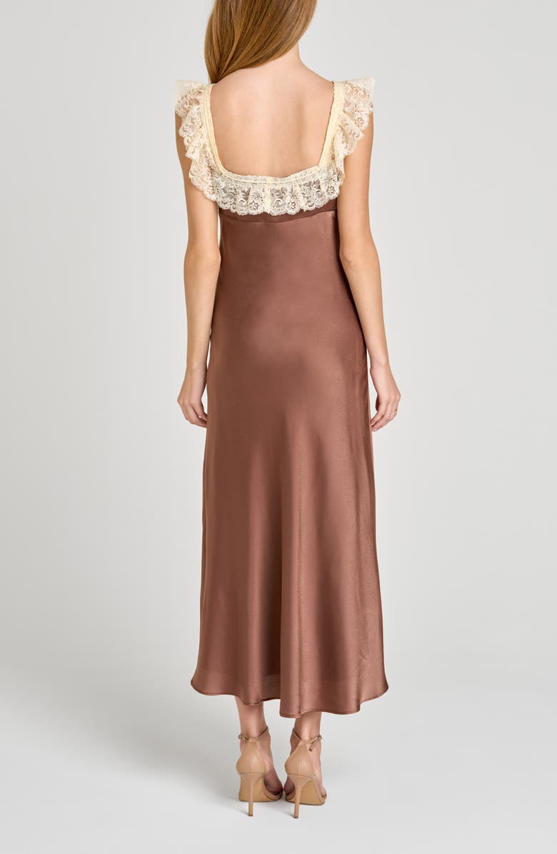 WAYF Ella Lace Trim Slipdress, Alternate, color, Mocha